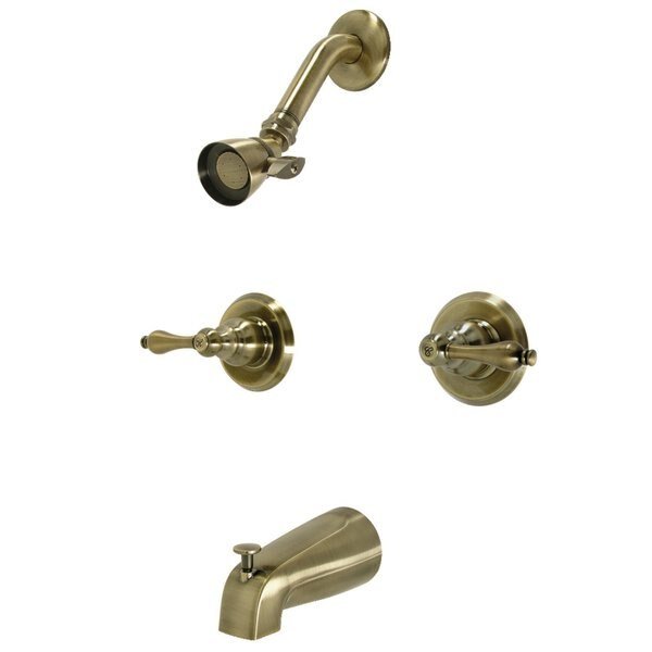 KB243ALAB Two-Handle Tub and Shower Faucet, Antique Brass, Kingston Brass, Mfr#: KB243ALAB